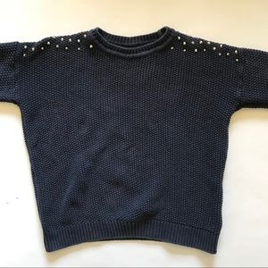 TOPSHOP NAVY BLUE STUDDED SWEATER SIZE 6